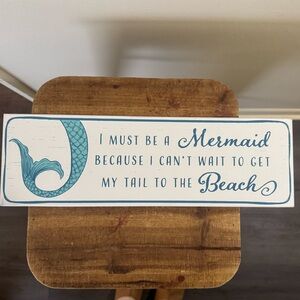 Wood Coastal Mermaid Tail Beach Wall Sign decor